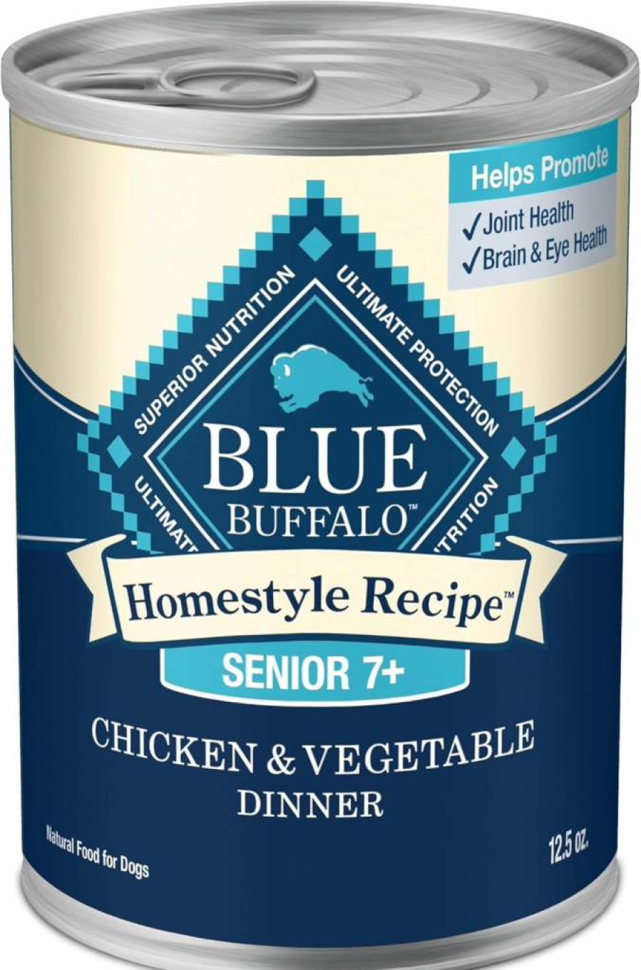 Blue Buffalo Homestyle Recipe Senior Wet Dog Food, Chicken & Garden Vegetables, Natural Ingredients, 12.5-Oz Cans (12-Pack)