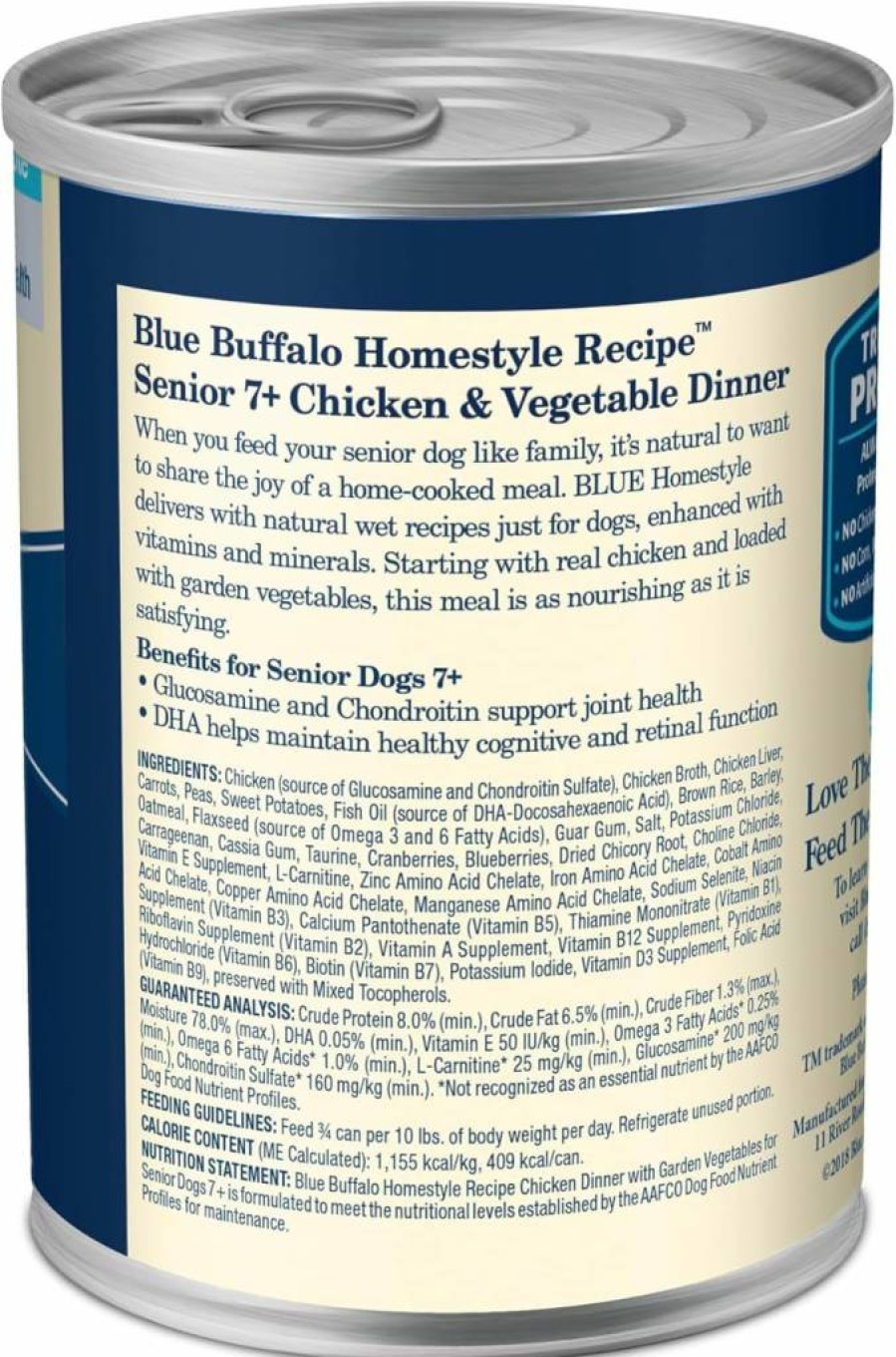 Blue Buffalo Homestyle Recipe Senior Wet Dog Food, Chicken & Garden Vegetables, Natural Ingredients, 12.5-Oz Cans (12-Pack)