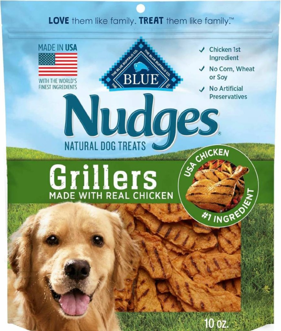 Blue Buffalo Nudges Grillers Natural Dog Treats with Real Chicken, 16-Oz Bag – Made in USA, Grain-Free, Healthy Snacks for Dogs