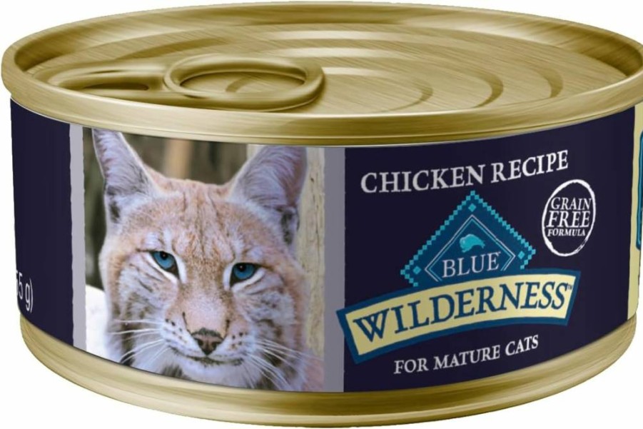 Blue Buffalo Wilderness Grain-Free Chicken Recipe Wet Cat Food Pate for Senior Cats 7+ - High Protein, Natural Ingredients, 3-Oz Cans (24-Pack)