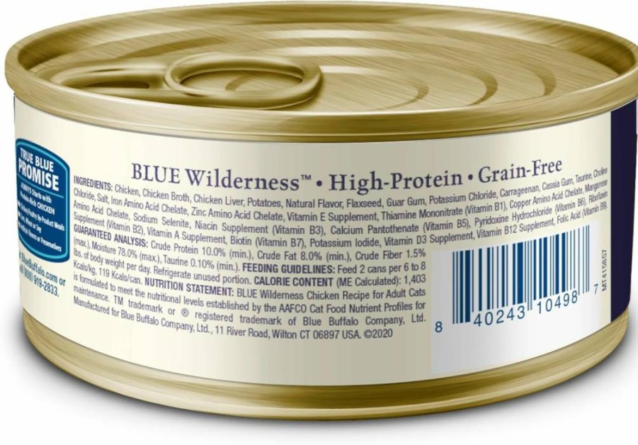 Blue Buffalo Wilderness Grain-Free Chicken Recipe Wet Cat Food Pate for Senior Cats 7+ - High Protein, Natural Ingredients, 3-Oz Cans (24-Pack)