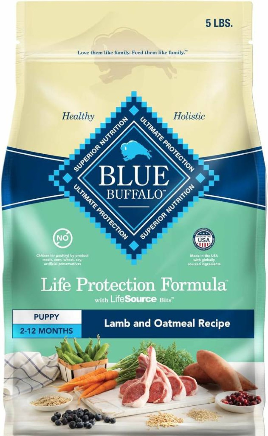 Blue Buffalo Life Protection Formula Puppy Dry Dog Food - Natural Lamb & Oatmeal Recipe with DHA & ARA, 30-Lb Bag