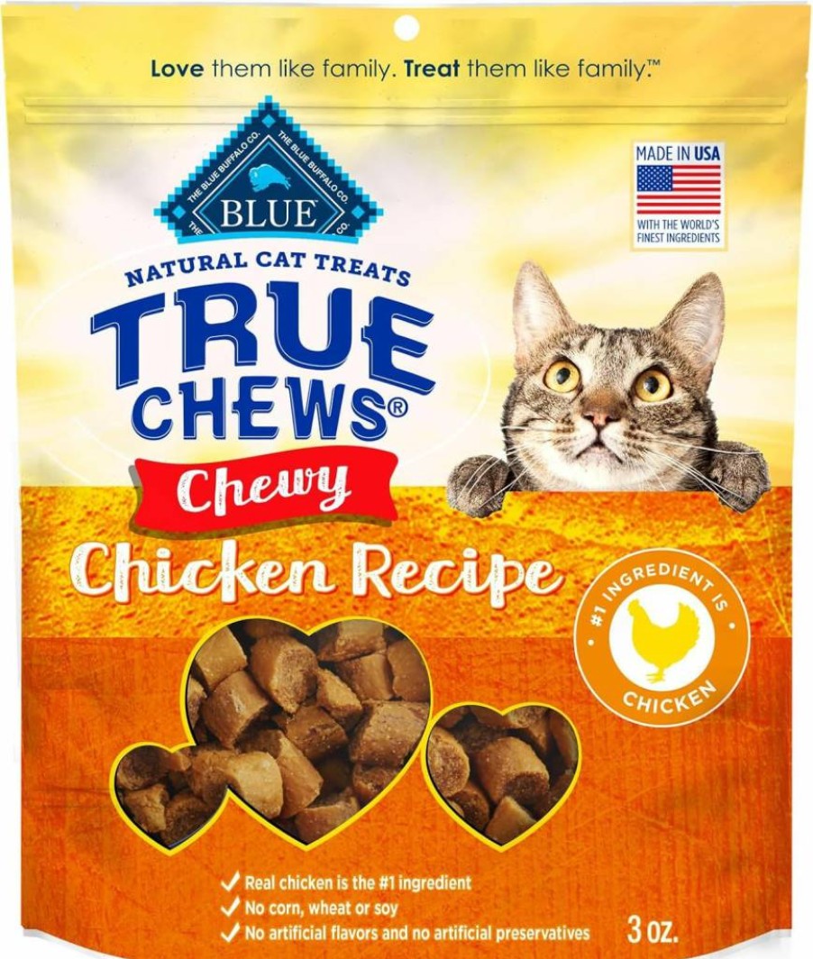 Blue Buffalo True Chews Natural Chicken Recipe Cat Treats, 3-Oz Resealable Bag, Made in USA