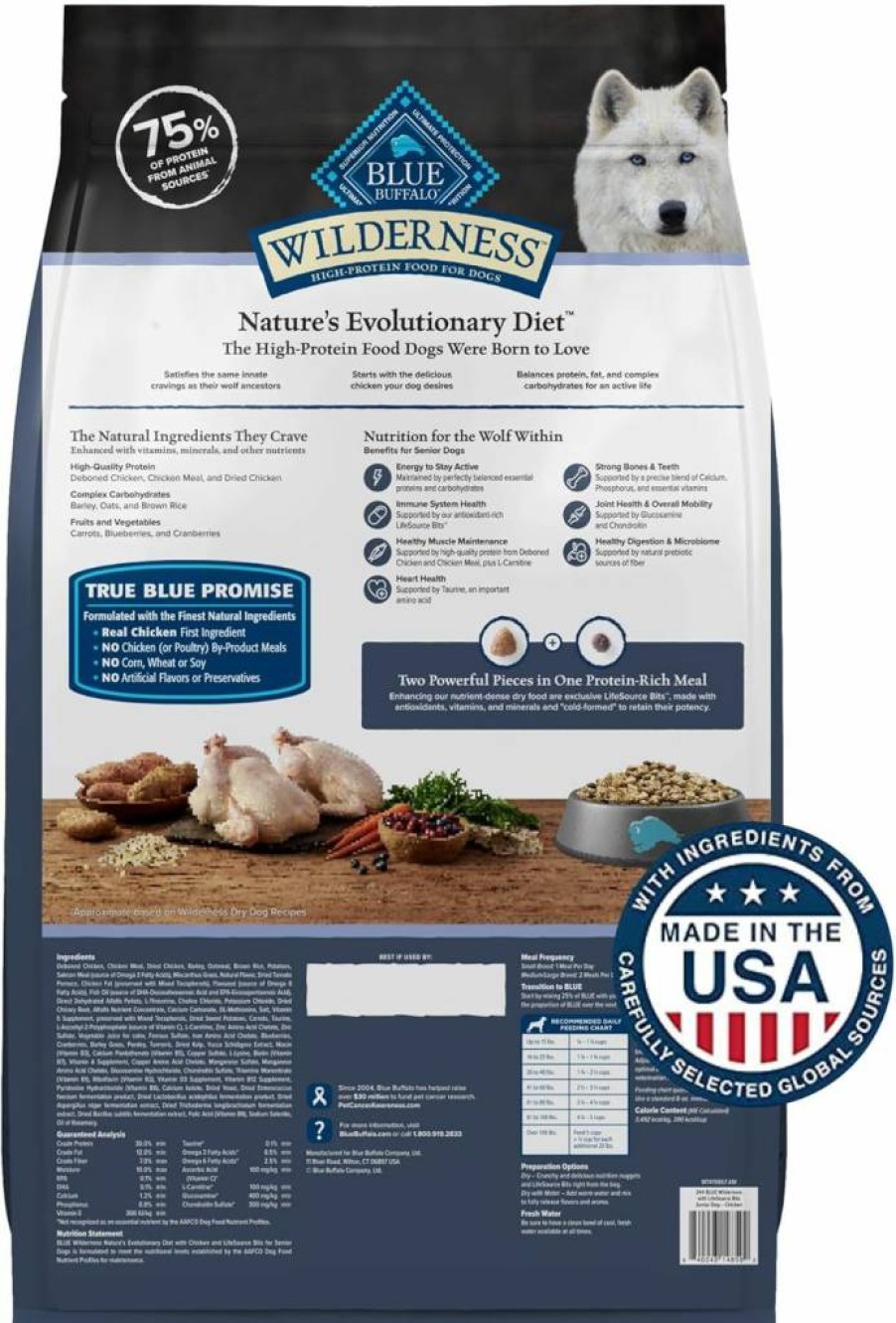 Blue Buffalo Wilderness Senior High Protein Dry Dog Food with Chicken & Wholesome Grains for Adult Dogs
