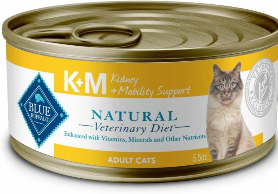 Blue Buffalo Vet Diet K+M Wet Cat Food - Kidney & Mobility Support, Chicken Recipe, 5.5oz Cans (24 Pack) - Prescription Required