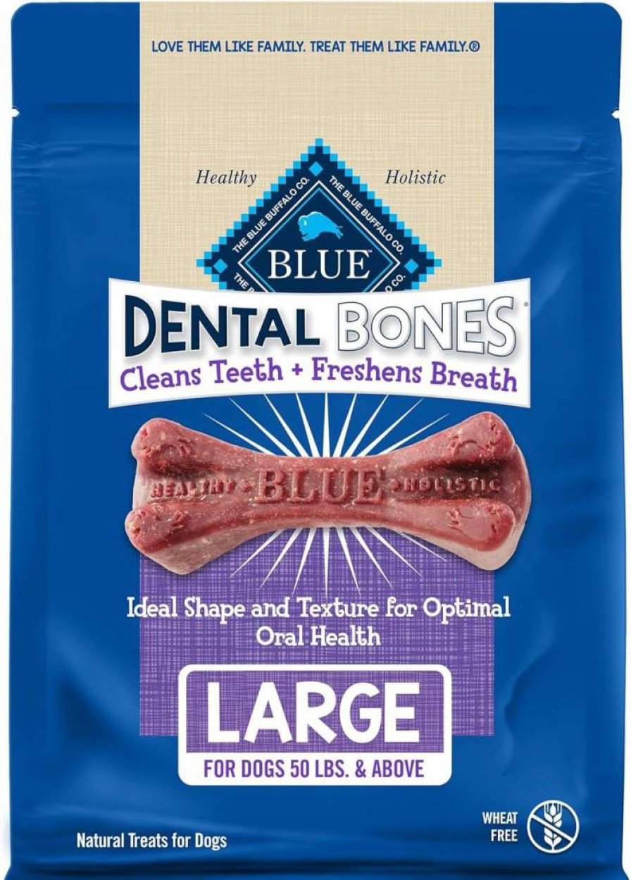 Blue Buffalo Large Natural Dental Chew Dog Treats for Teeth Cleaning - Healthy Dog Bones