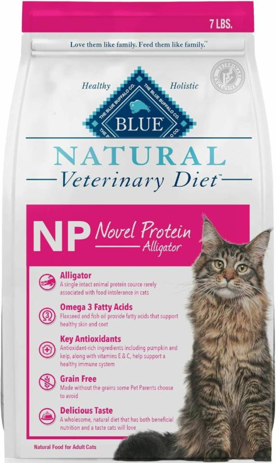 Blue Buffalo Vet Diet NP Novel Protein Dry Cat Food - Alligator Recipe, Grain-Free for Food Sensitivities, 7 lb Bag (Prescription Required)