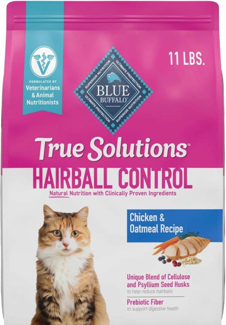 Blue Buffalo True Solutions Natural Dry Cat Food for Hairball Control - Adult Cats, Chicken Recipe, 3.5lb Bag