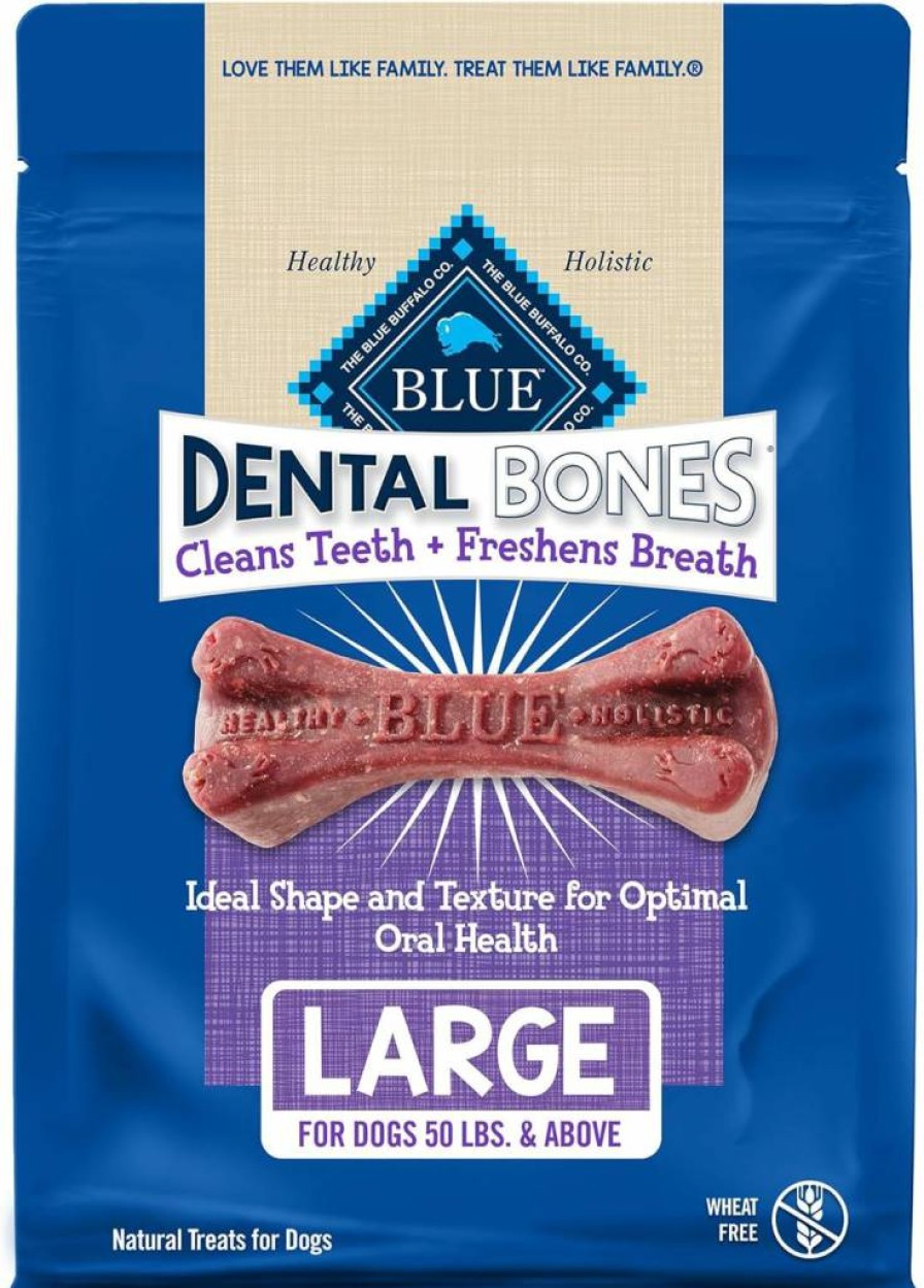 Blue Buffalo Large Dental Bones for Dogs - Natural Dental Chew Treats Jumbo Pack