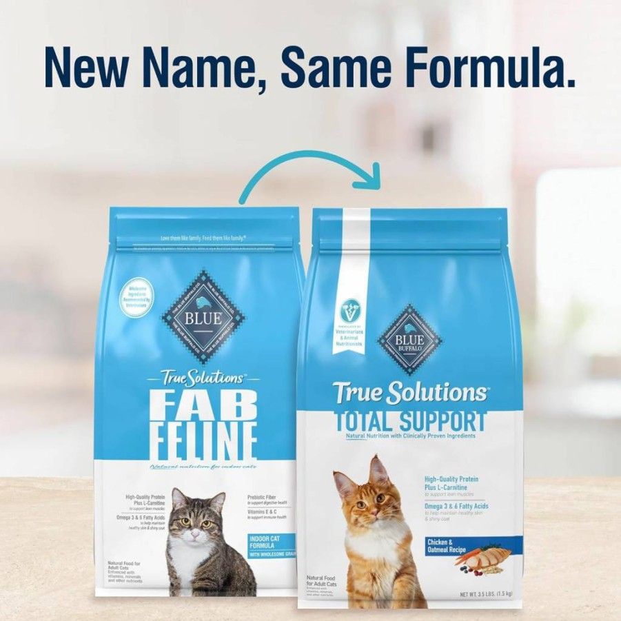 Blue Buffalo True Solutions Total Support Natural Adult Dry Cat Food, Chicken Recipe, 3.5lb Bag - Healthy Protein for Cats