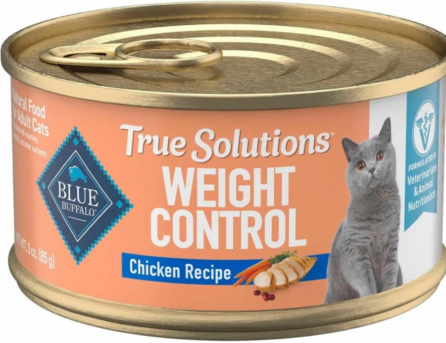 Blue Buffalo True Solutions Weight Control Natural Chicken Wet Cat Food for Adults - 3 Oz Cans, 24-Pack High Protein Recipe