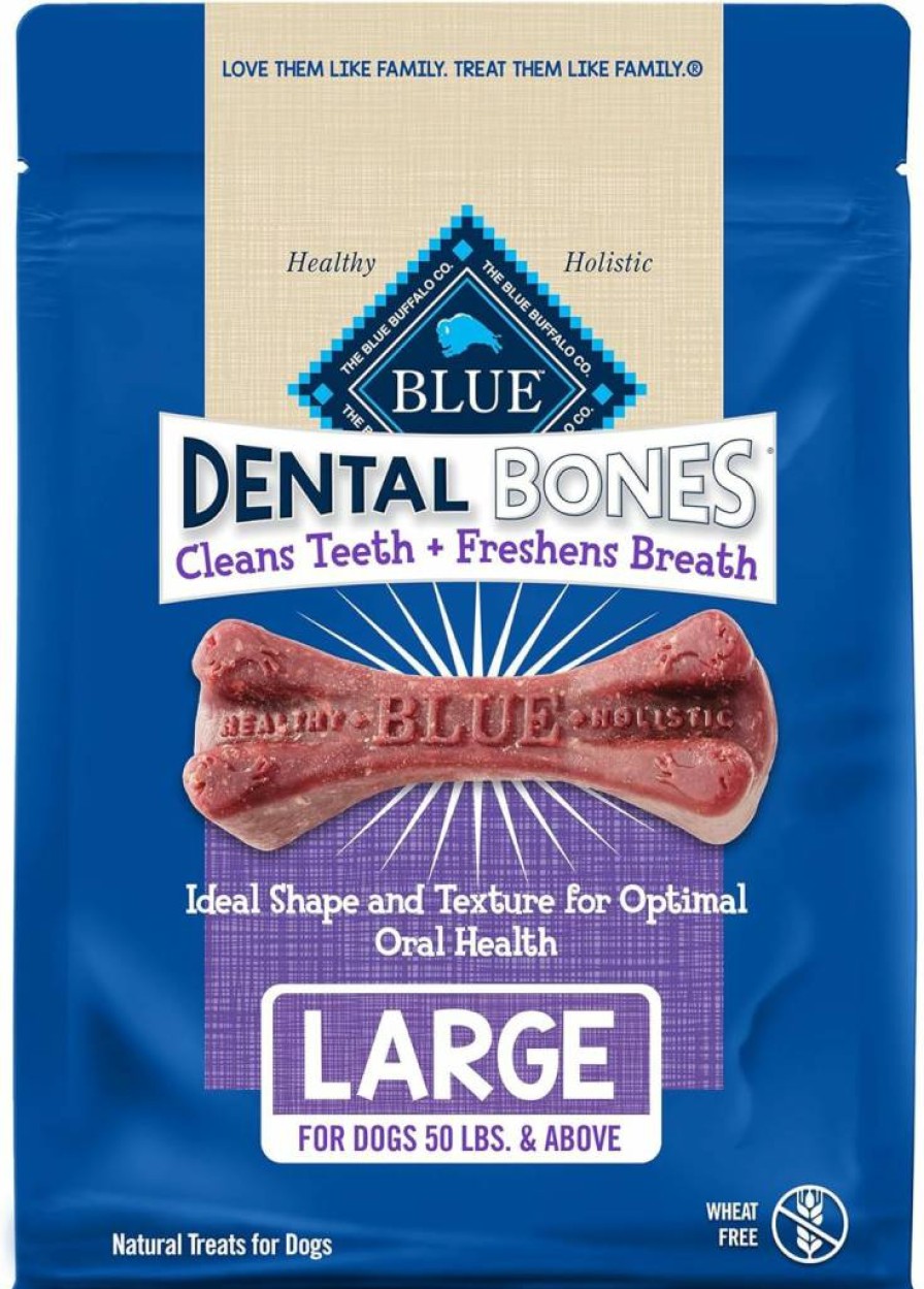 Blue Buffalo Large Dog Dental Bones - 27oz (17 Treats) for Dogs 50+ Lbs, Daily Dental Chews to Clean Teeth & Freshen Breath