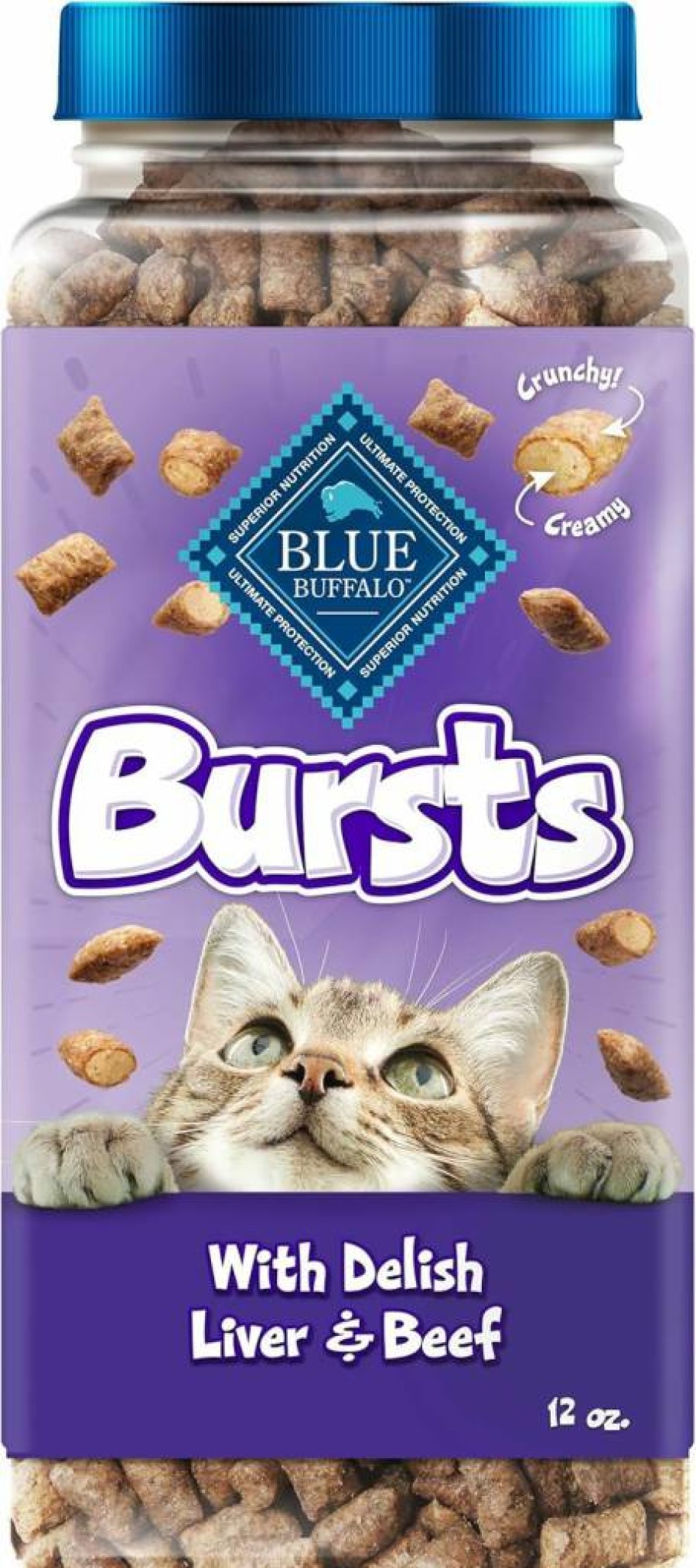 Blue Buffalo Paw-Lickin' Chicken Cat Treats - Crunchy & Creamy Training Snacks, 12oz Tub