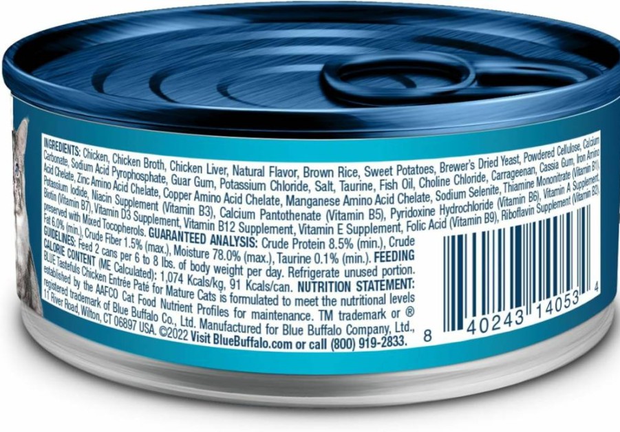 Blue Buffalo Tastefuls Natural Chicken Pate Wet Cat Food for Mature Cats - 3oz Cans (24-Pack)