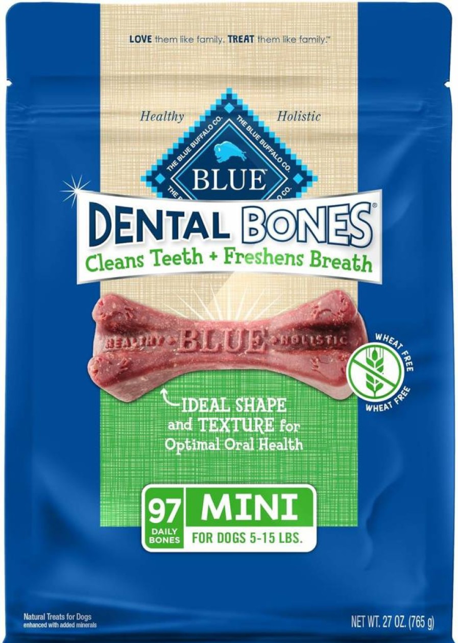 Blue Buffalo Mini Dental Bones Natural Dog Treats for Teeth Cleaning, 12oz Bag