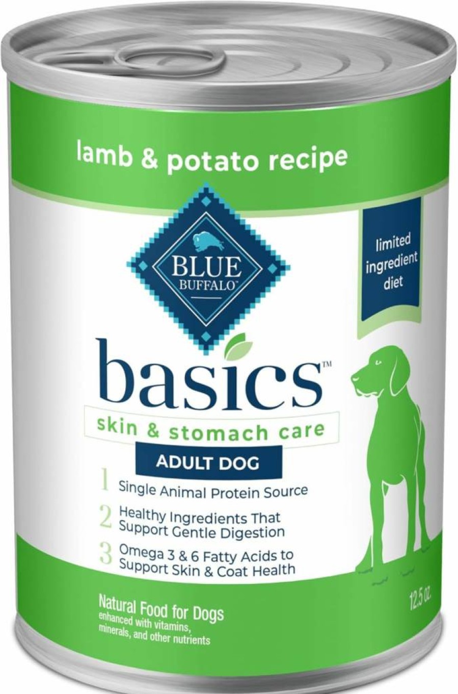 Blue Buffalo Basics Limited Ingredient Grain-Free Wet Dog Food for Adults - Whitefish Recipe, Skin & Stomach Care, 12.5 Oz Cans (Pack of 12)