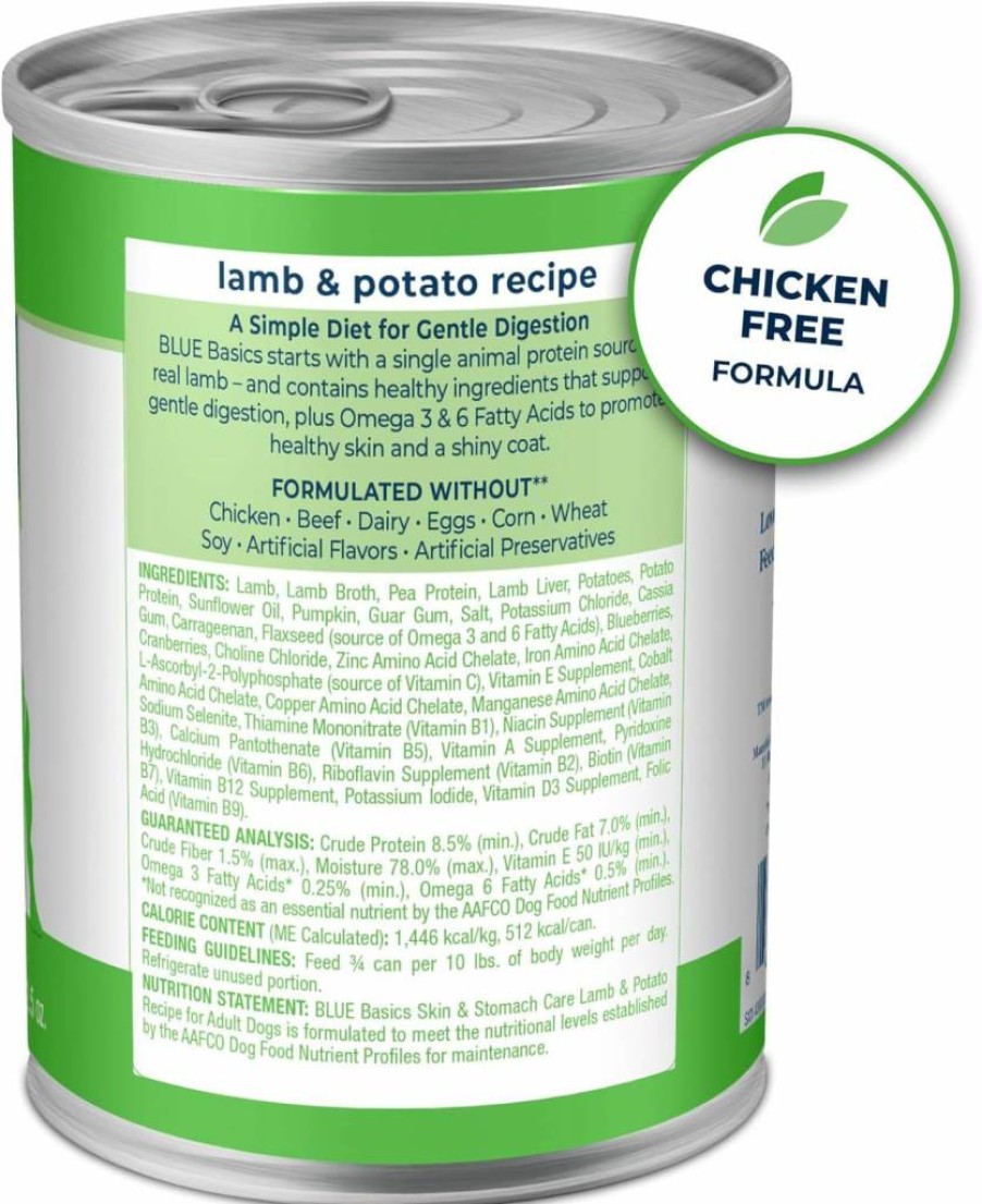 Blue Buffalo Basics Limited Ingredient Grain-Free Wet Dog Food for Adults - Whitefish Recipe, Skin & Stomach Care, 12.5 Oz Cans (Pack of 12)