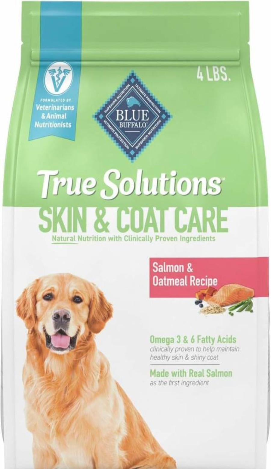Blue Buffalo True Solutions Natural Salmon Dry Dog Food for Adults - Skin & Coat Care, 11lb Bag