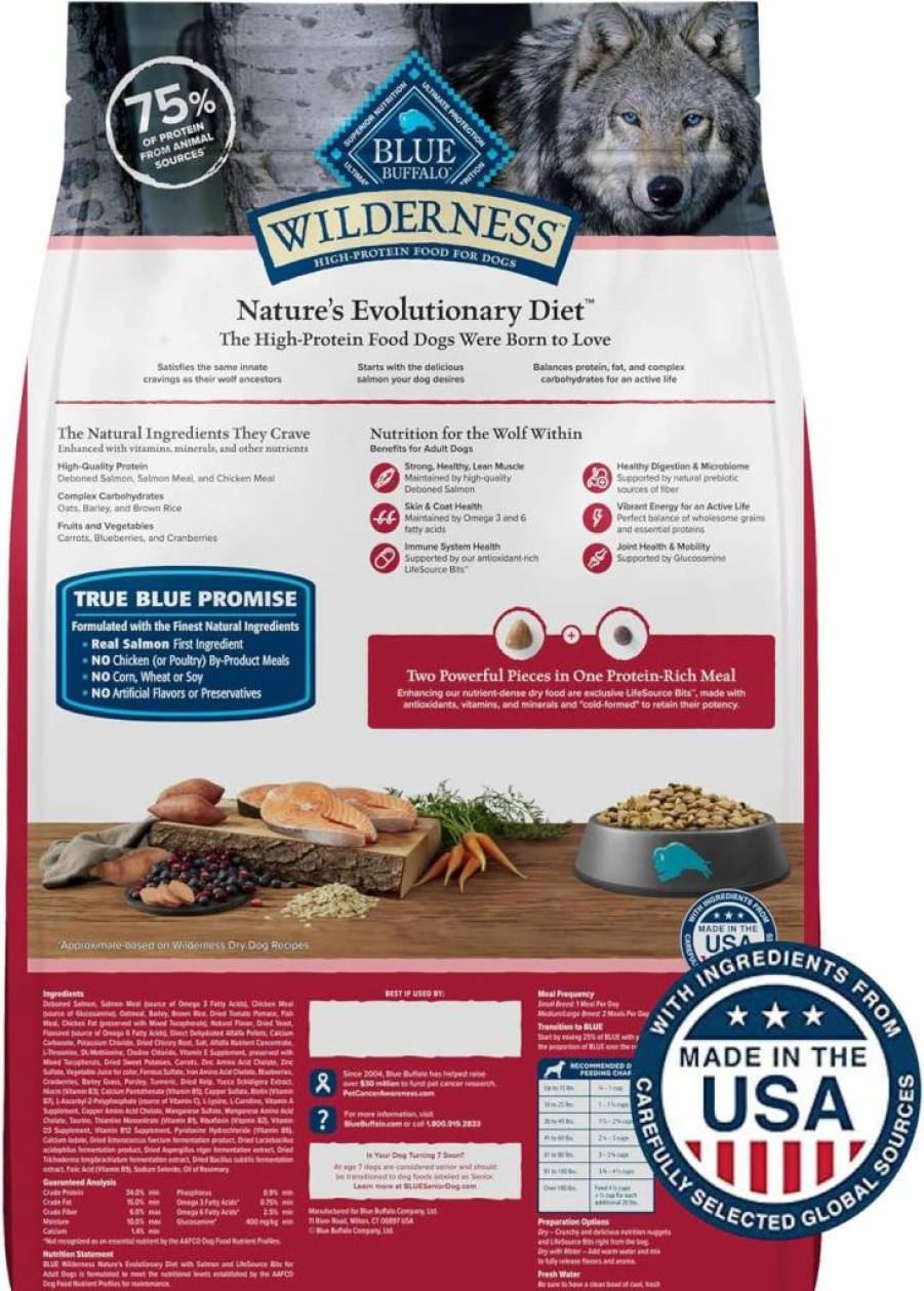Blue Buffalo Wilderness High Protein Natural Adult Dry Dog Food, Chicken Recipe Small Bites, 24lb Bag for Optimal Canine Nutrition