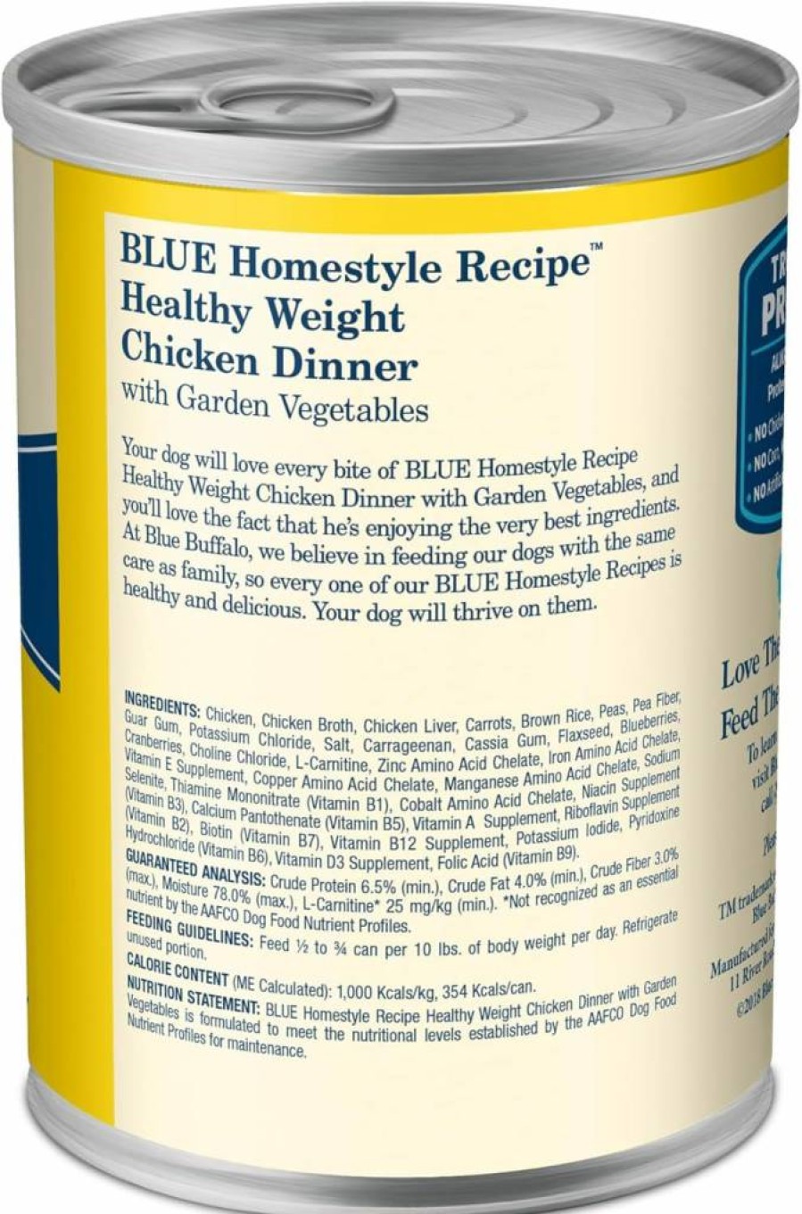 Blue Buffalo Healthy Weight Adult Wet Dog Food - Homestyle Chicken Recipe, 12.5-Oz Cans (Pack of 12) - Natural Ingredients for Weight Management