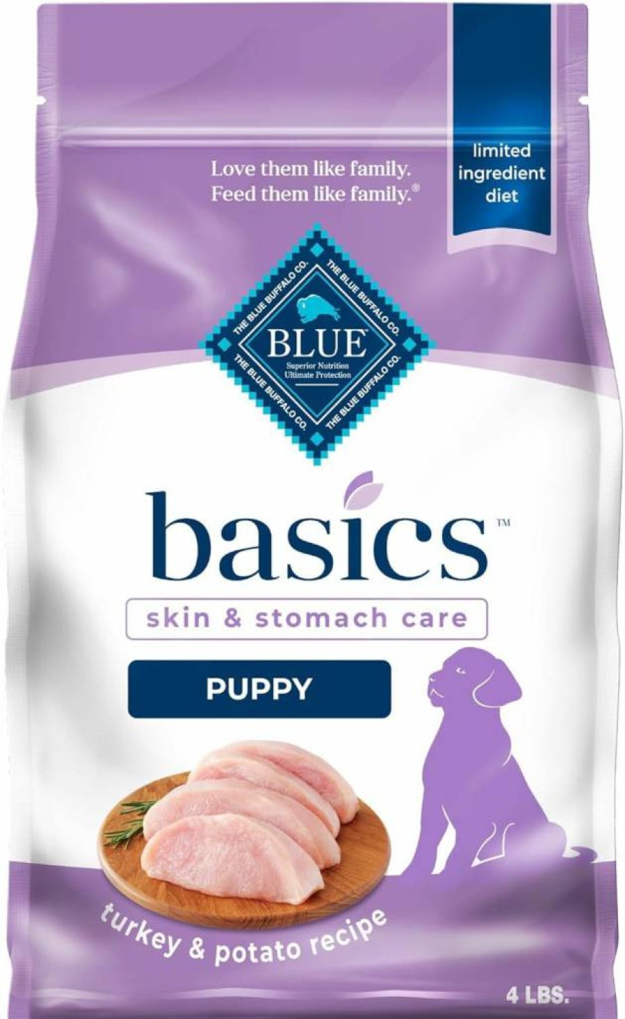 Blue Buffalo Basics Limited Ingredient Dry Dog Food for Puppies - Turkey Recipe, 11lb Bag for Sensitive Skin & Stomach Care