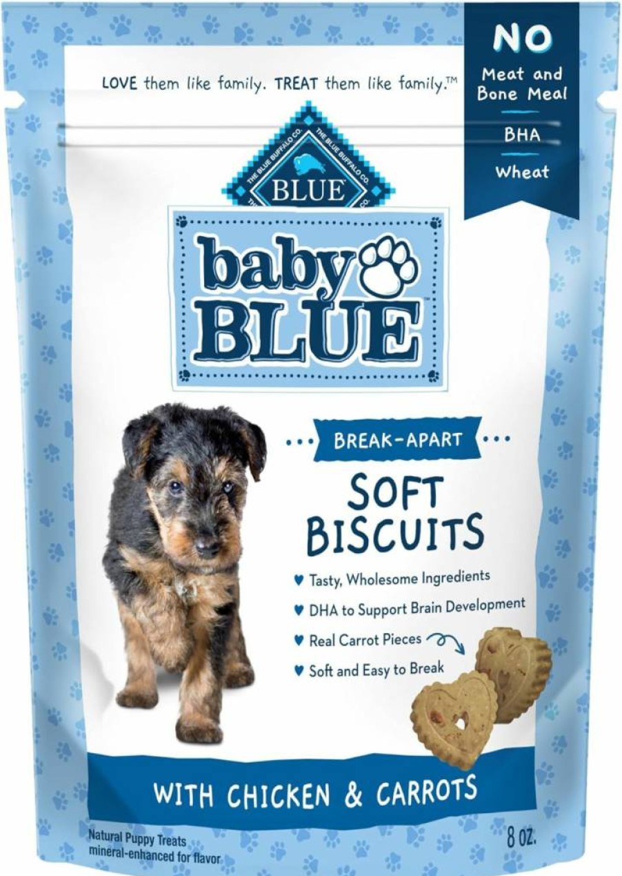 Blue Buffalo Puppy Training Treats - Natural Soft Biscuits with DHA, Chicken & Carrots for Puppies, 8-Oz Bag