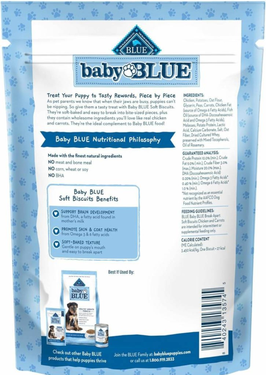 Blue Buffalo Puppy Training Treats - Natural Soft Biscuits with DHA, Chicken & Carrots for Puppies, 8-Oz Bag