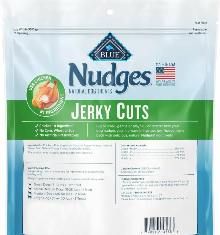 Blue Buffalo Nudges Natural Chicken Jerky Cuts Dog Treats, 10-Oz Bag, Made in USA, Grain-Free & Healthy Snacks for Dogs