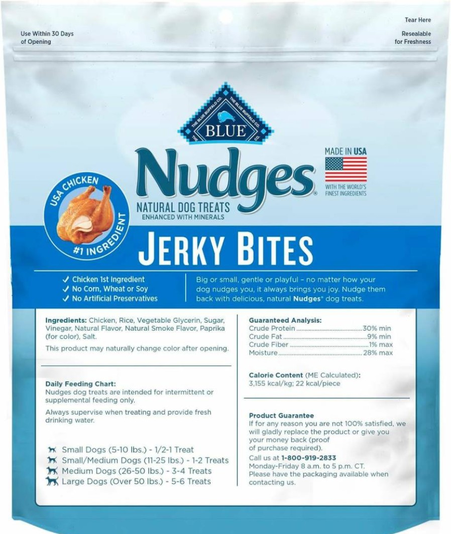 Blue Buffalo Nudges Natural Dog Treats - Healthy Jerky Bites for Dogs, 16oz, Grain-Free & High-Protein Snacks