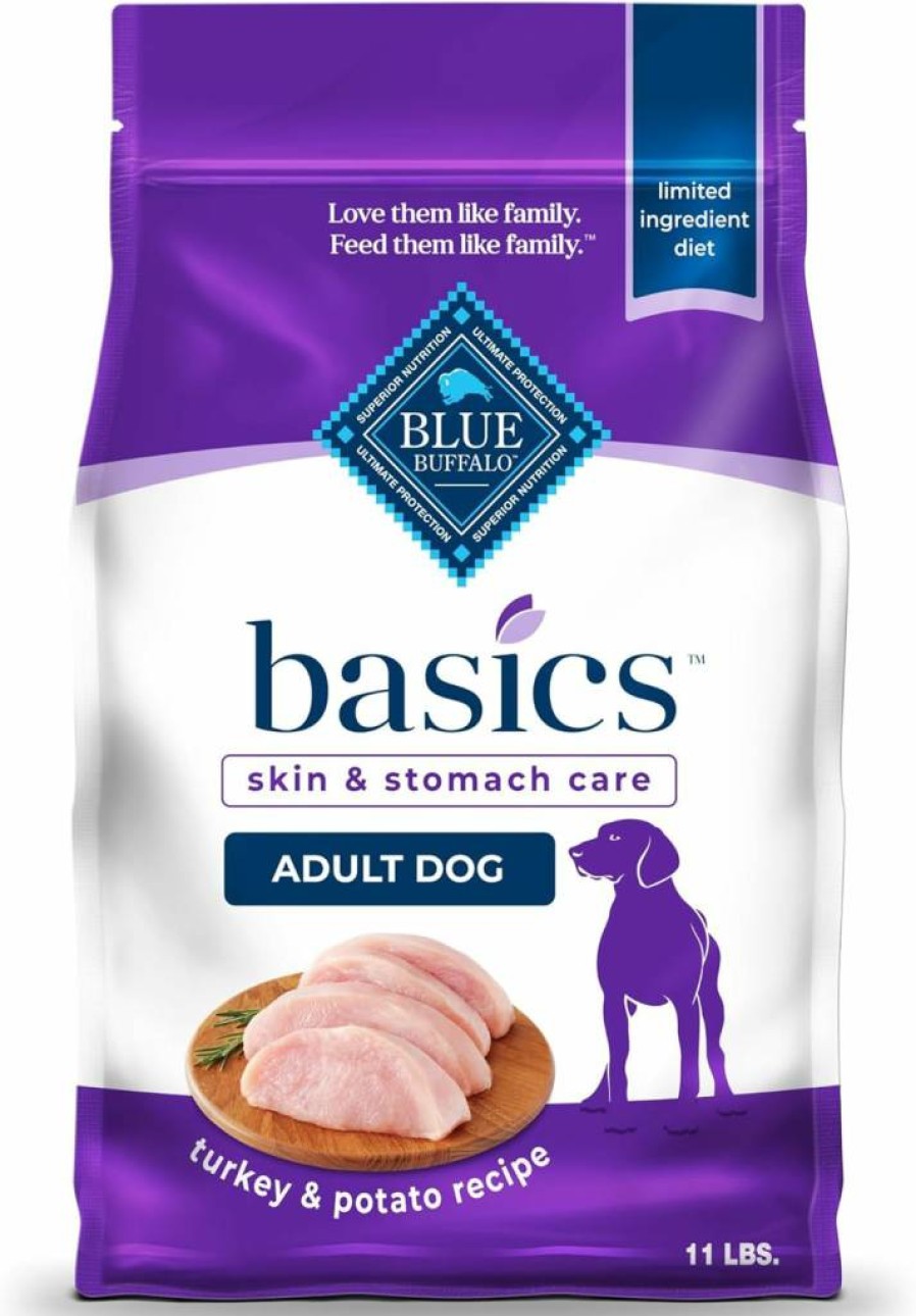 Blue Buffalo Basics Limited Ingredient Diet Adult Dry Dog Food - Turkey Recipe for Skin & Stomach Care, 11lb Bag