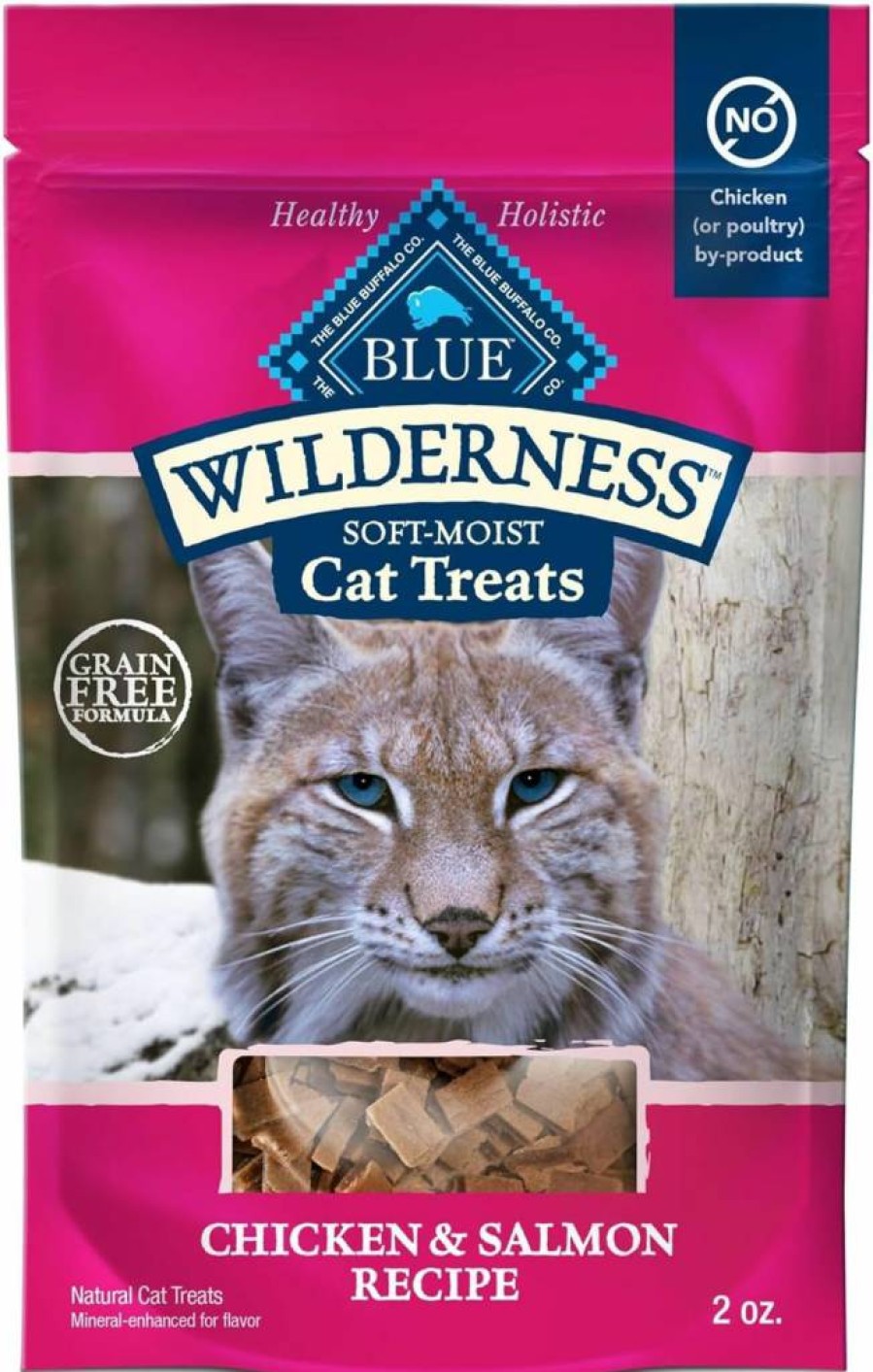 Blue Buffalo Wilderness Grain-Free Chicken & Salmon Soft-Moist Cat Treats, 2-Oz Bag, Healthy Natural Snacks for Cats